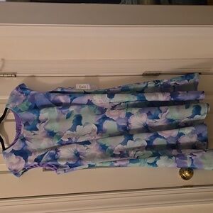 LONDON TIMES BRAND WOMEN'S BLUE AND PURPLE FLORAL SLEEVELESS DRESS SIZE 12